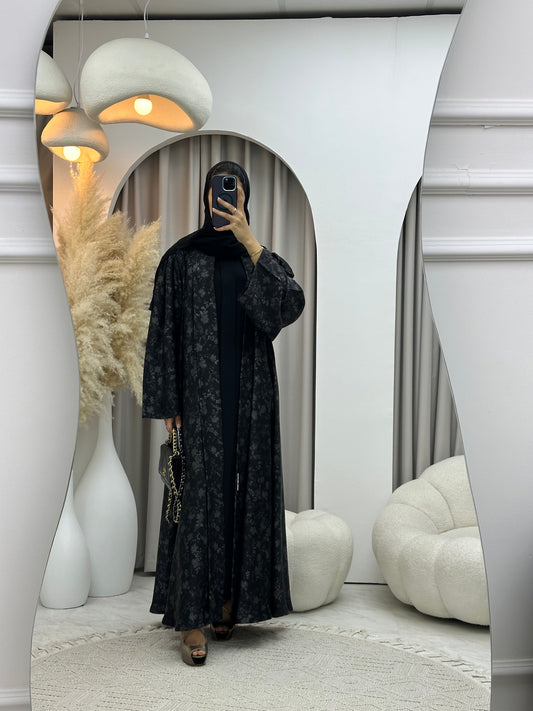 C 0493 Silver Metallic Printed Abaya