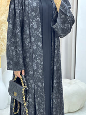 C RTW-U 0493 Silver Metallic Printed Abaya