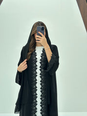 C 1668 Black Crystal Lace Abaya