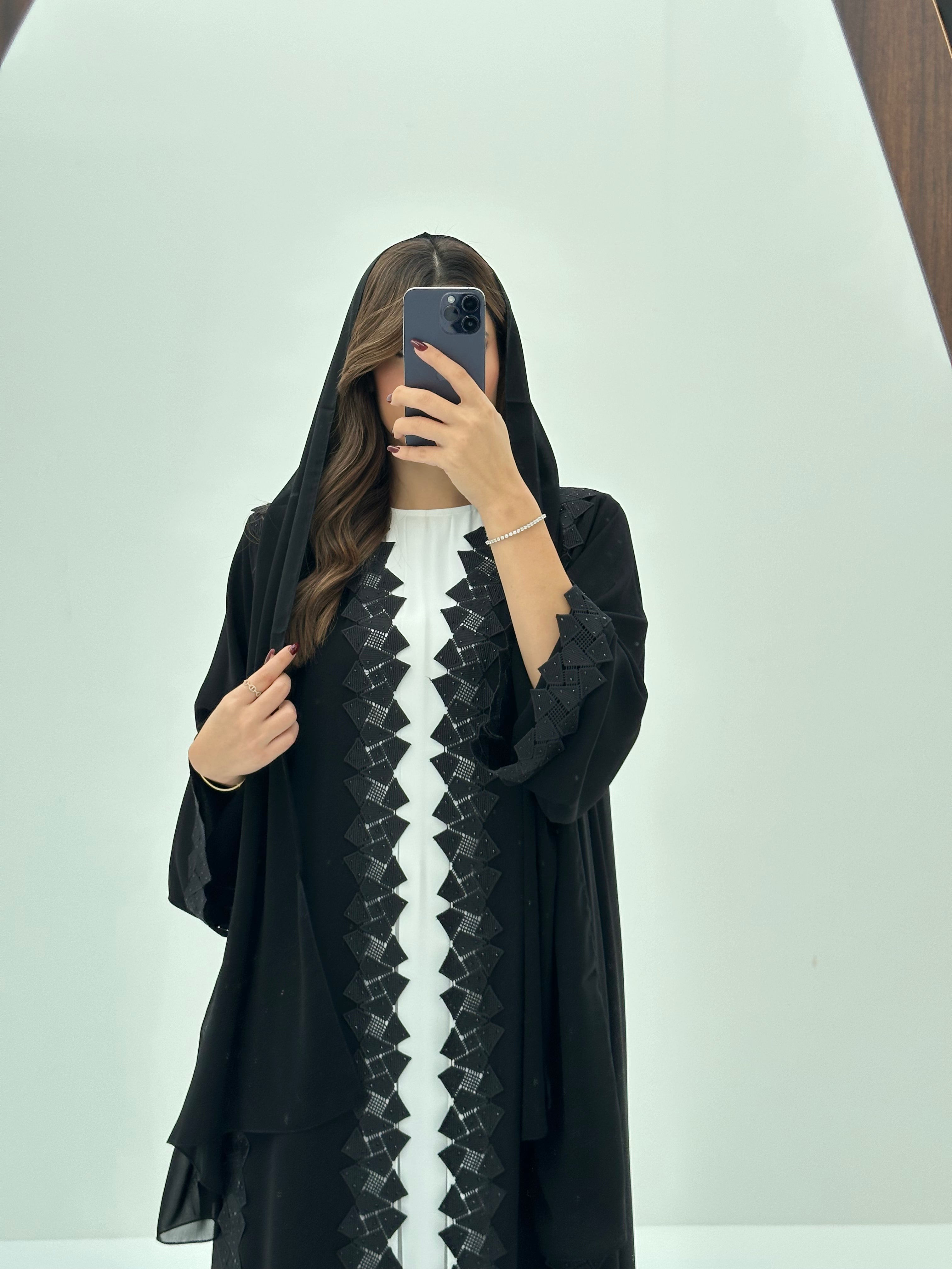 C 1668 Black Crystal Lace Abaya