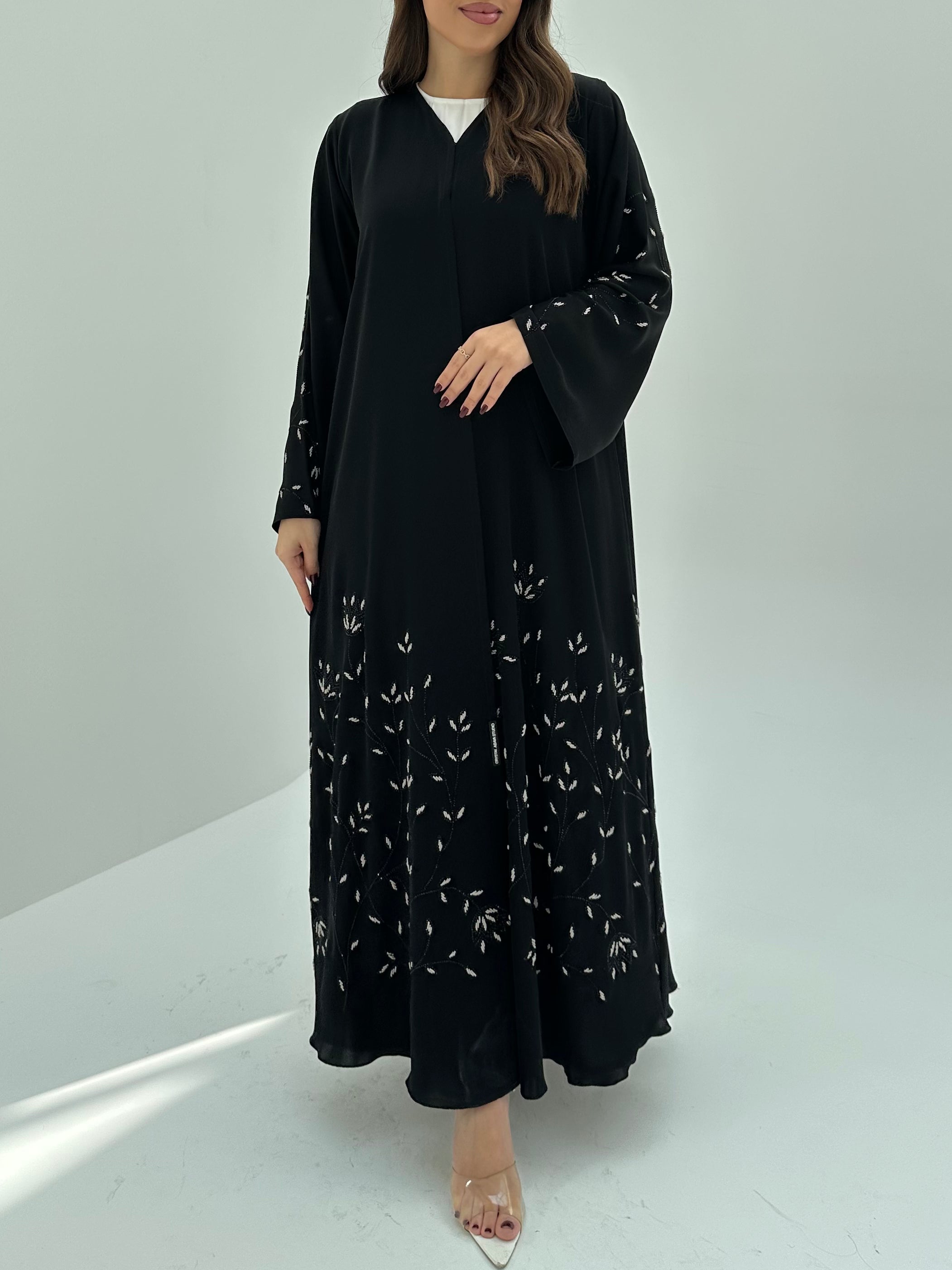 C 1669 Black Beaded Abaya