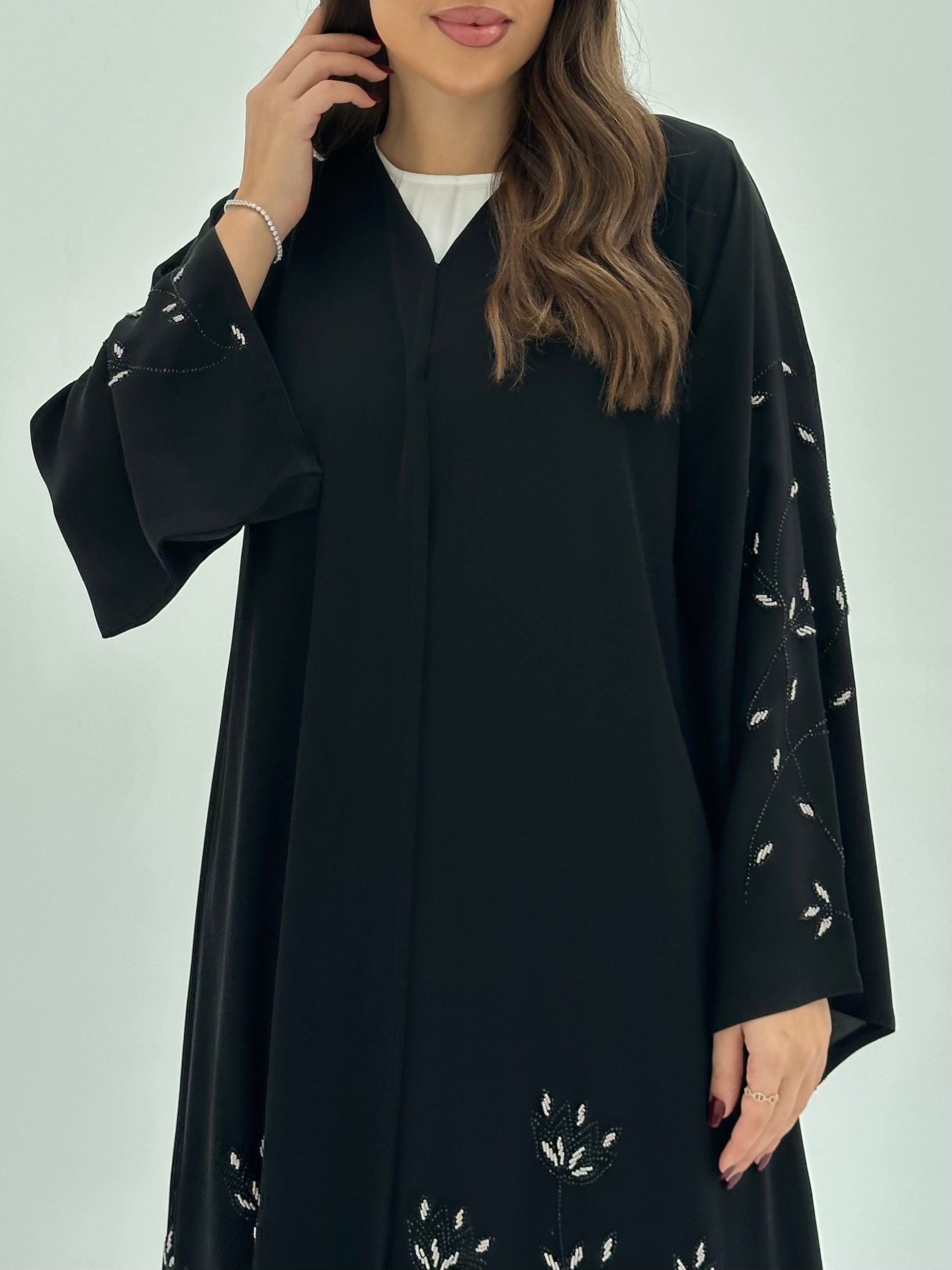 C 1669 Black Beaded Abaya