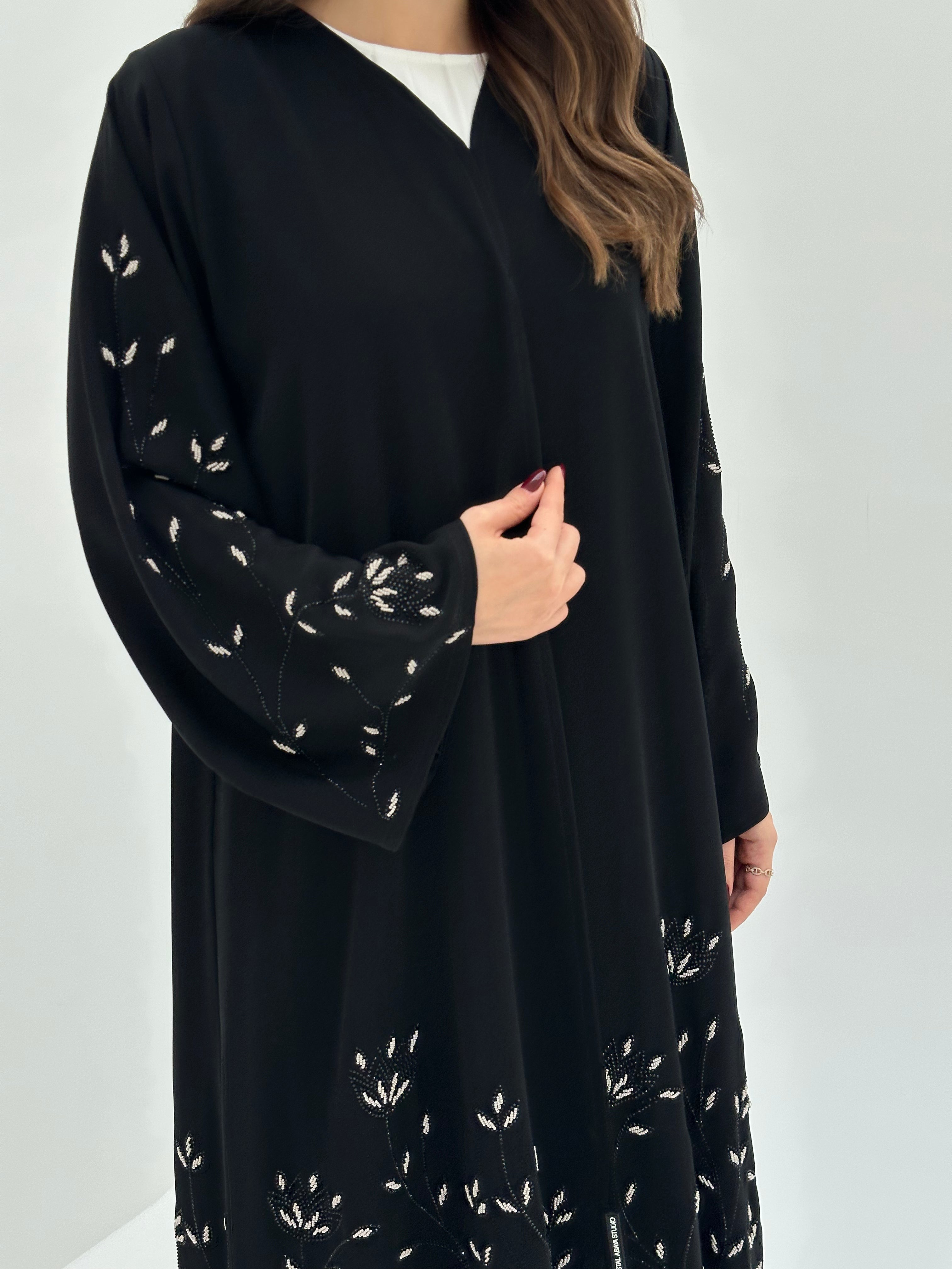 C 1669 Black Beaded Abaya