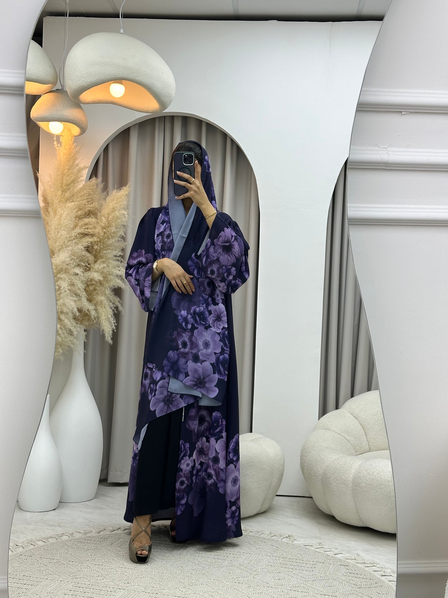 C 0425 Purple Printed Abaya 02