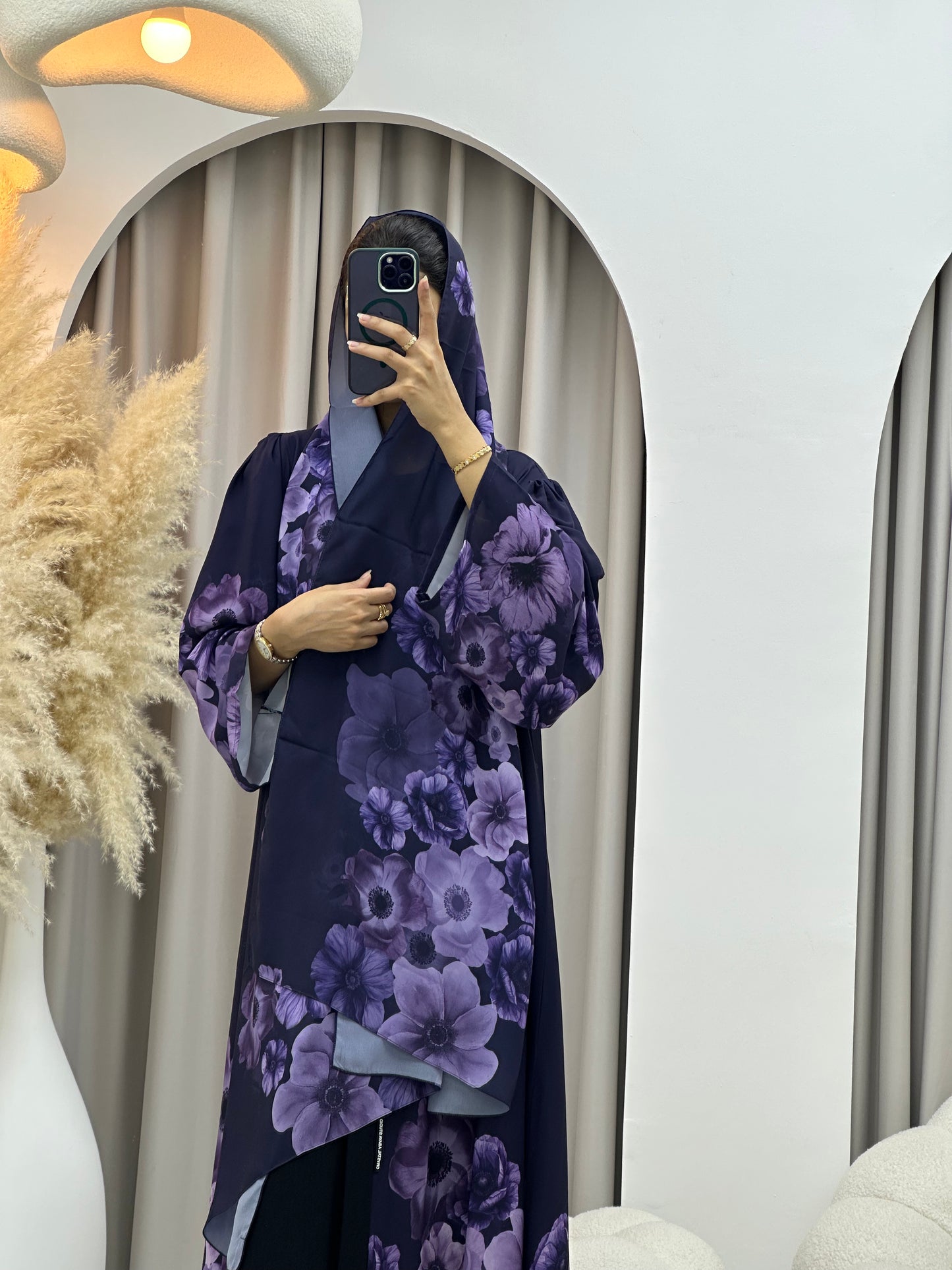 C 0425 Purple Printed Abaya 02