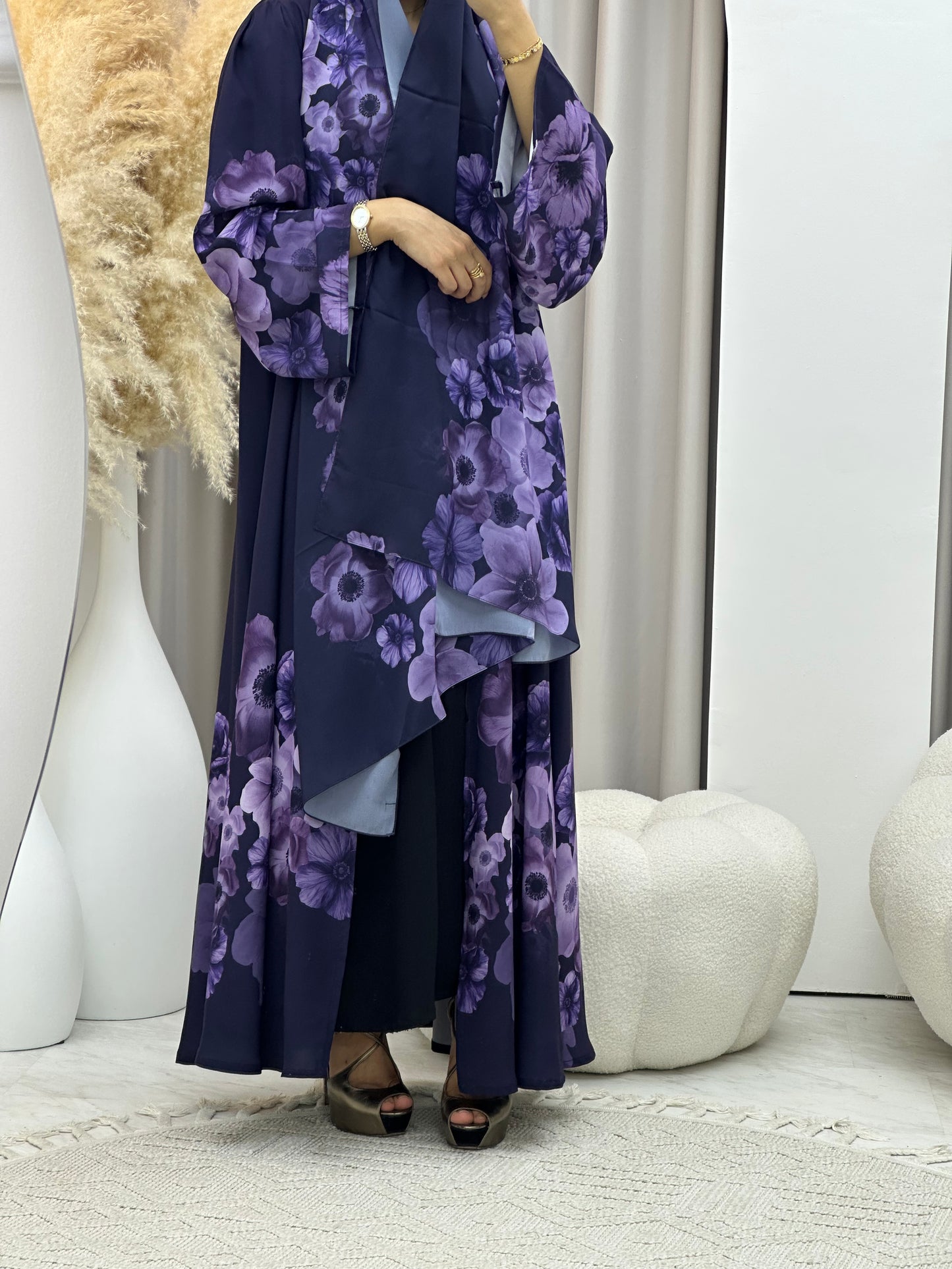 C 0425 Purple Printed Abaya 02