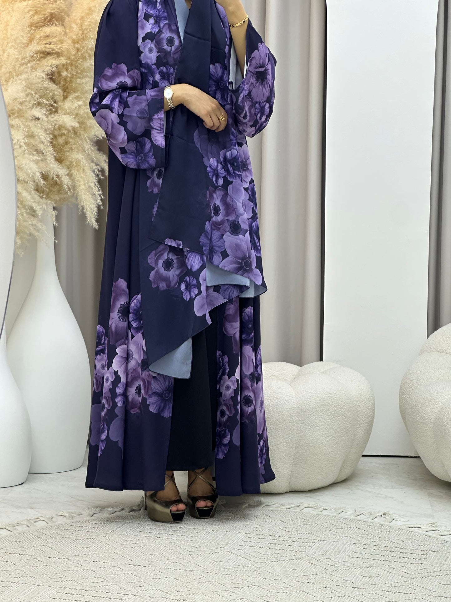 C 0425 Purple Printed Abaya 02