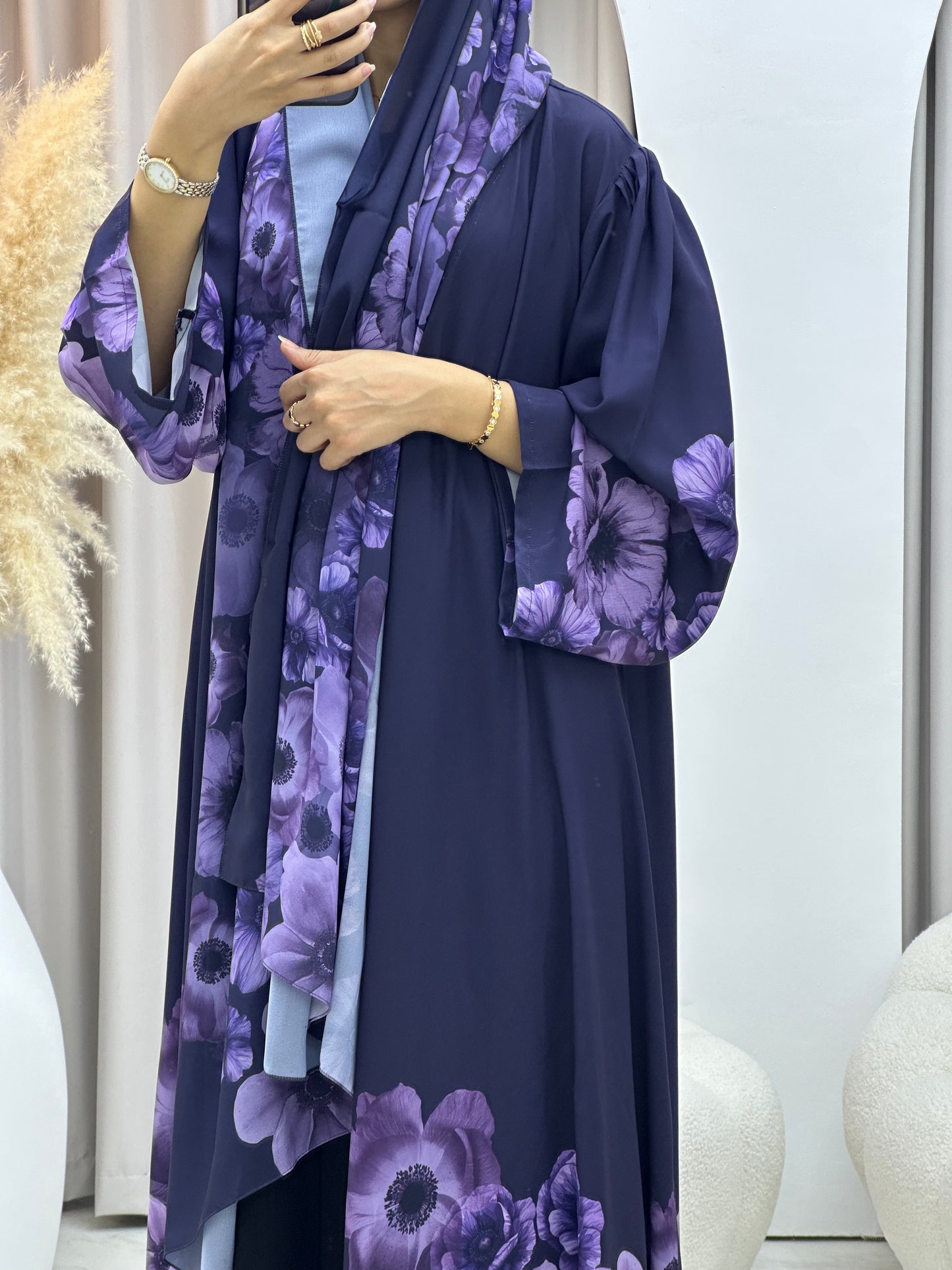 C 0425 Purple Printed Abaya 02