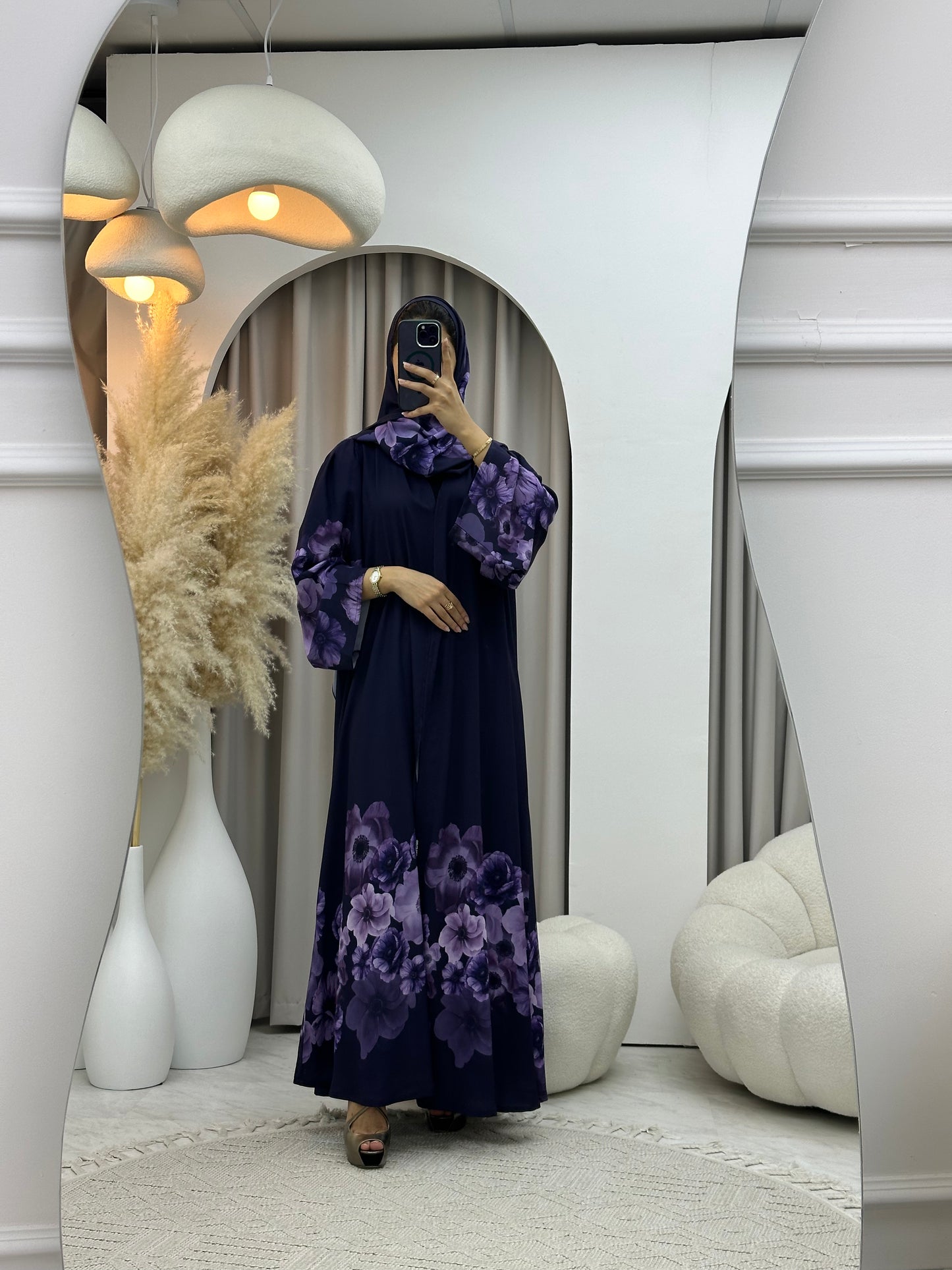 C 0425 Purple Printed Abaya 02