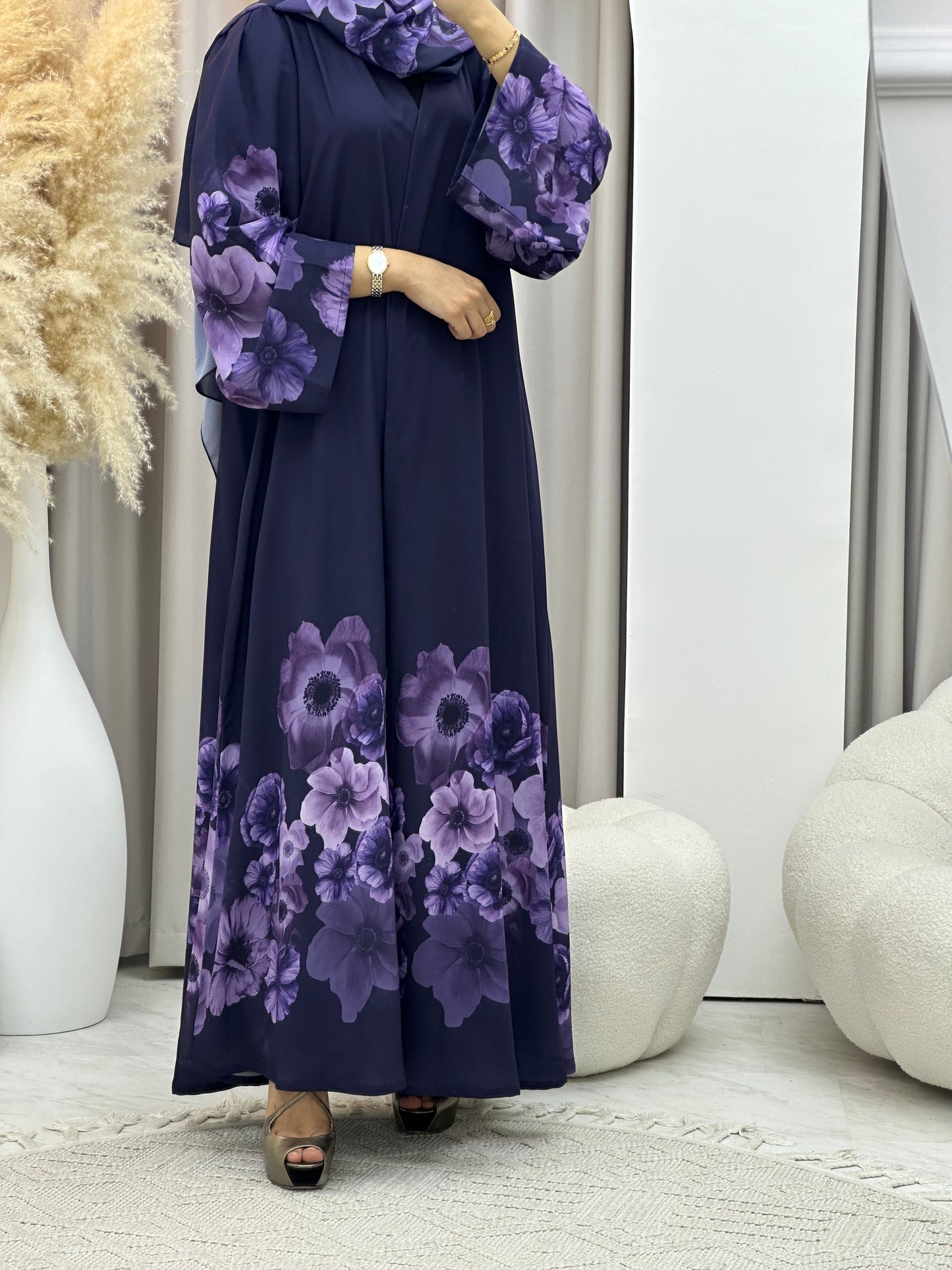 C 0425 Purple Printed Abaya 02