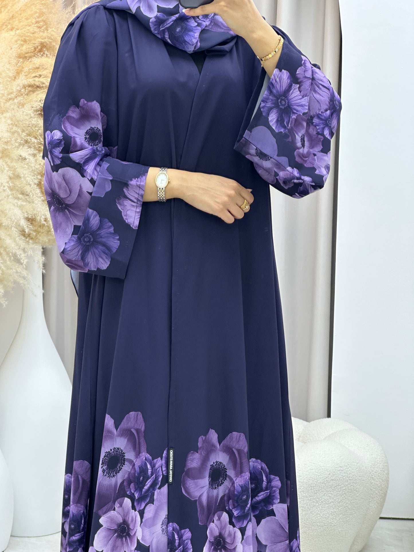 C 0425 Purple Printed Abaya 02