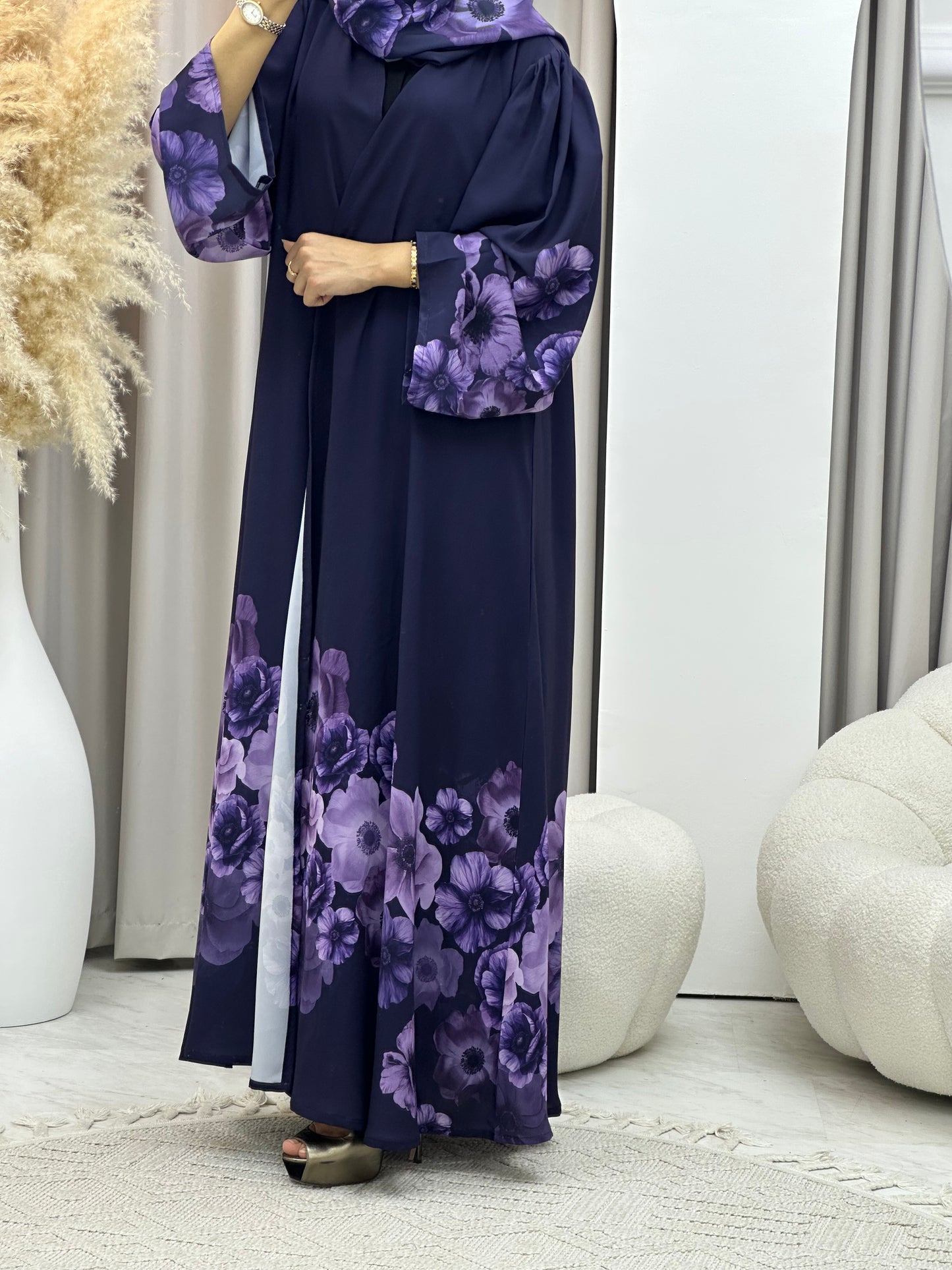 C 0425 Purple Printed Abaya 02