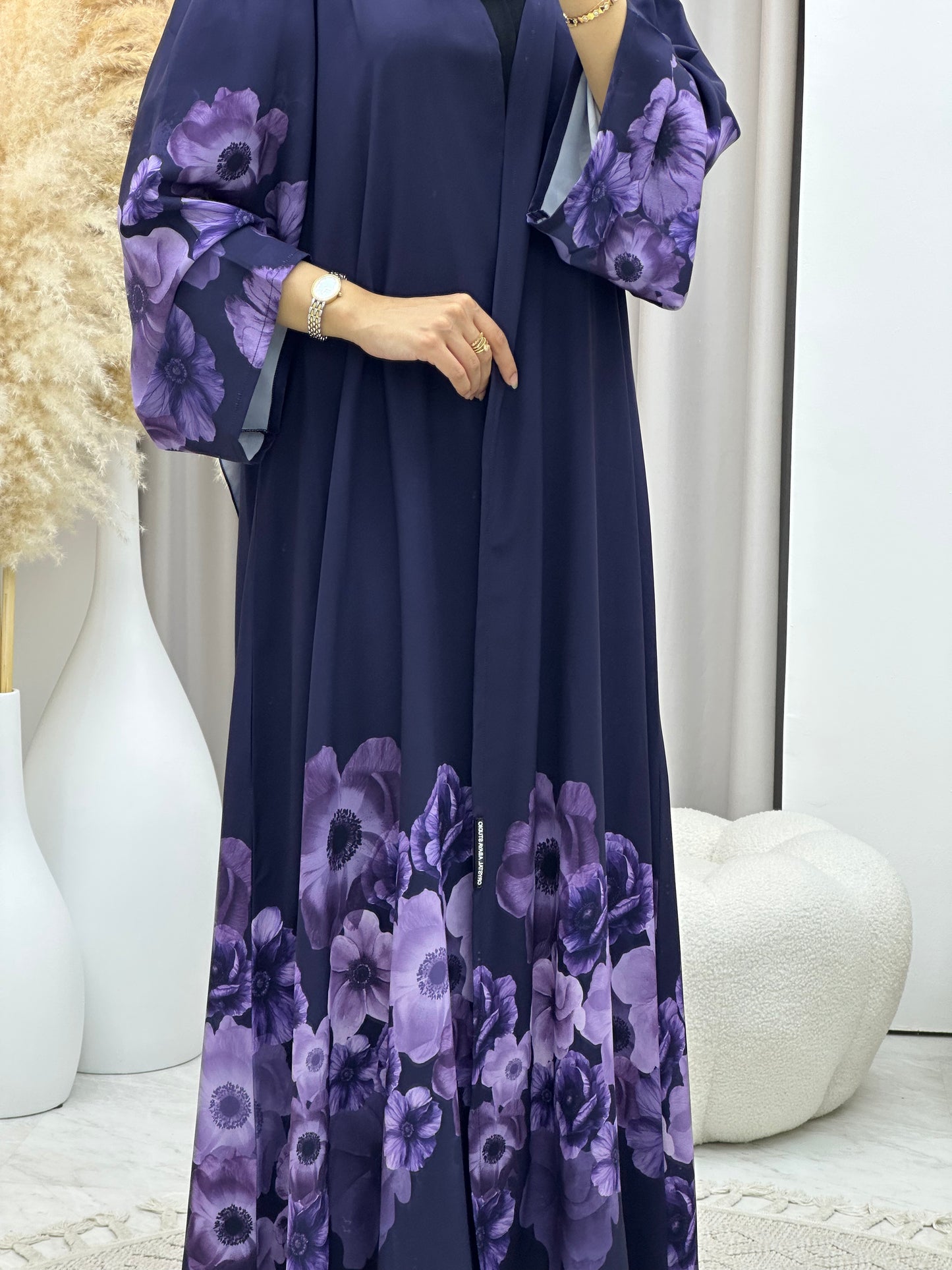 C 0425 Purple Printed Abaya 02