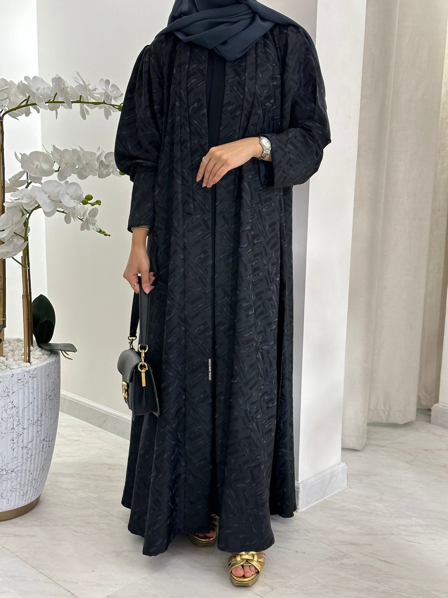 C 0276-02 Dark Grey Tagged Abaya