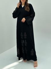 C 1670 Black Embroidered Crystal Abaya