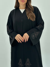 C 1670 Black Embroidered Crystal Abaya