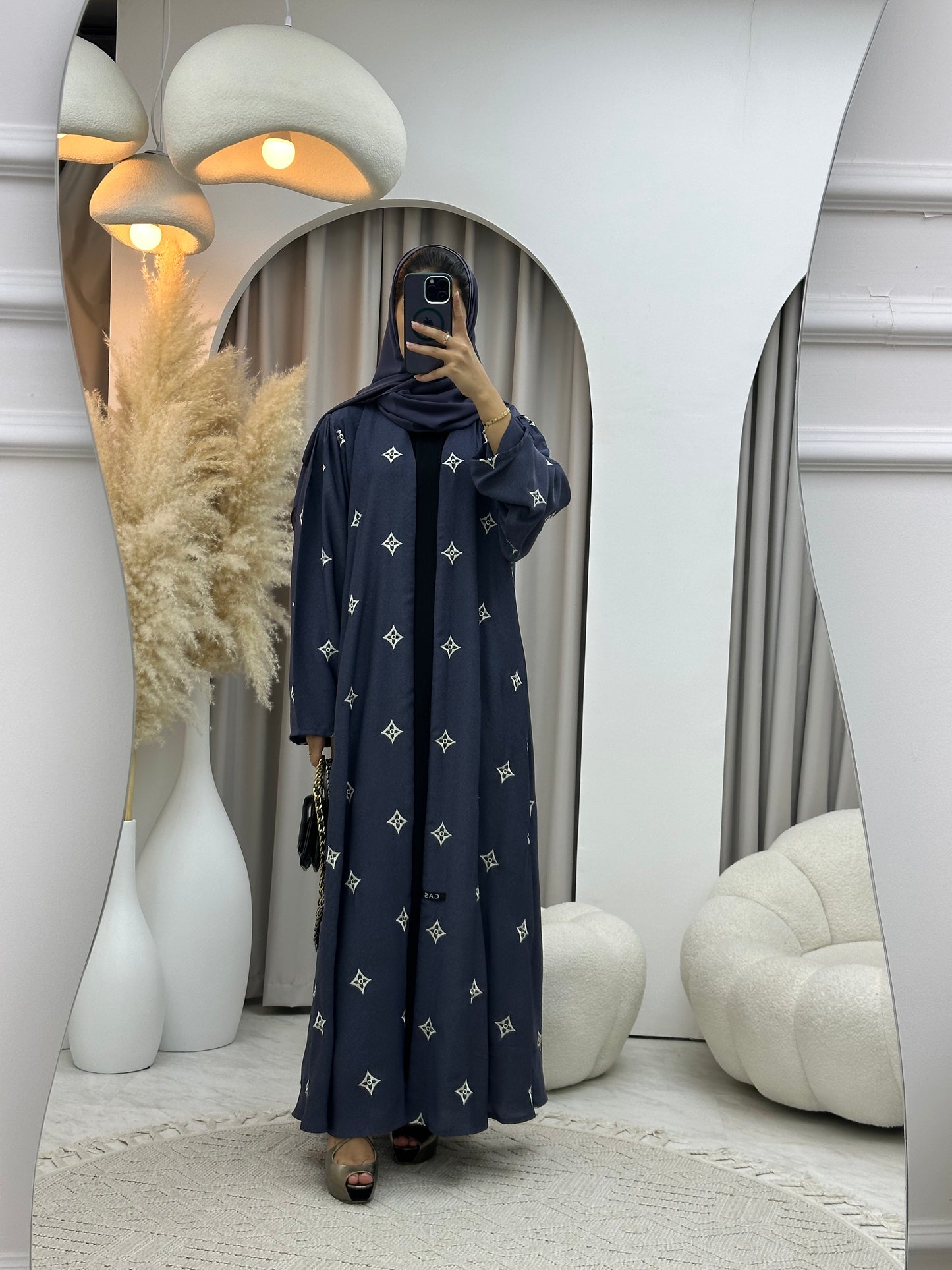 C 0492 Blue Floral Abaya