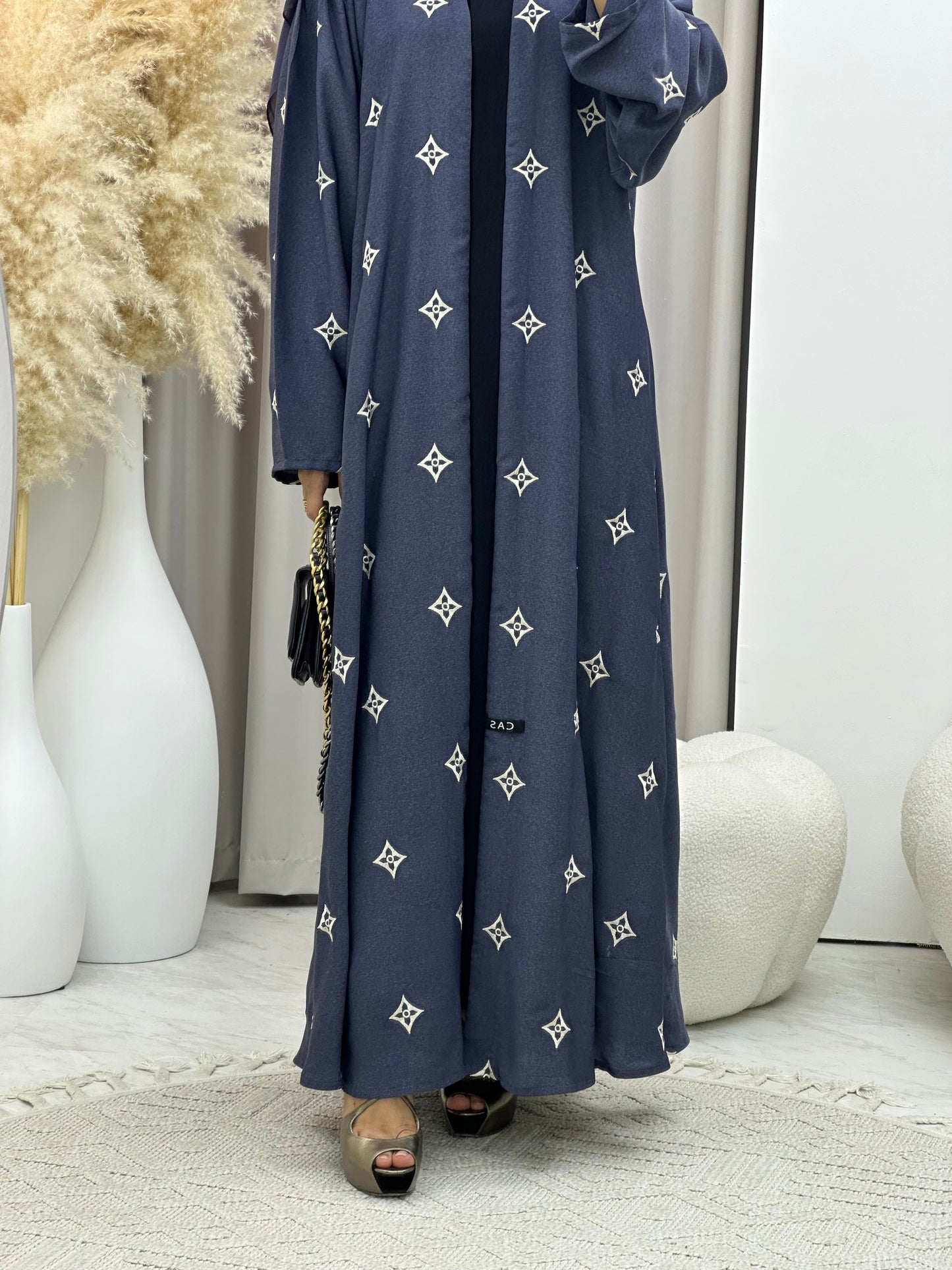 C 0492 Blue Floral Abaya