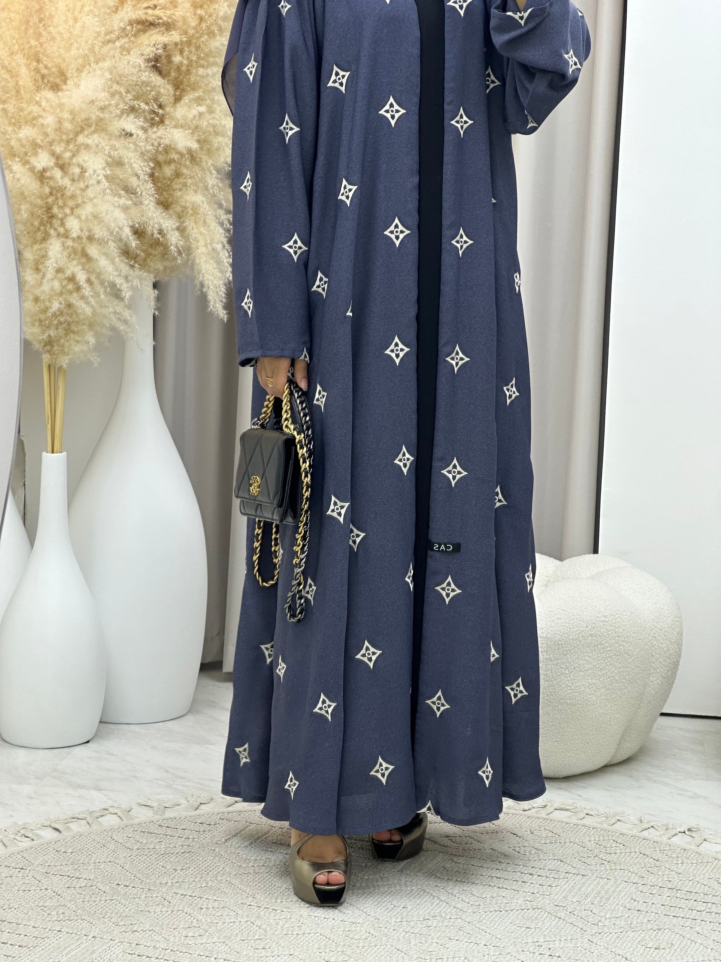 C 0492 Blue Floral Abaya