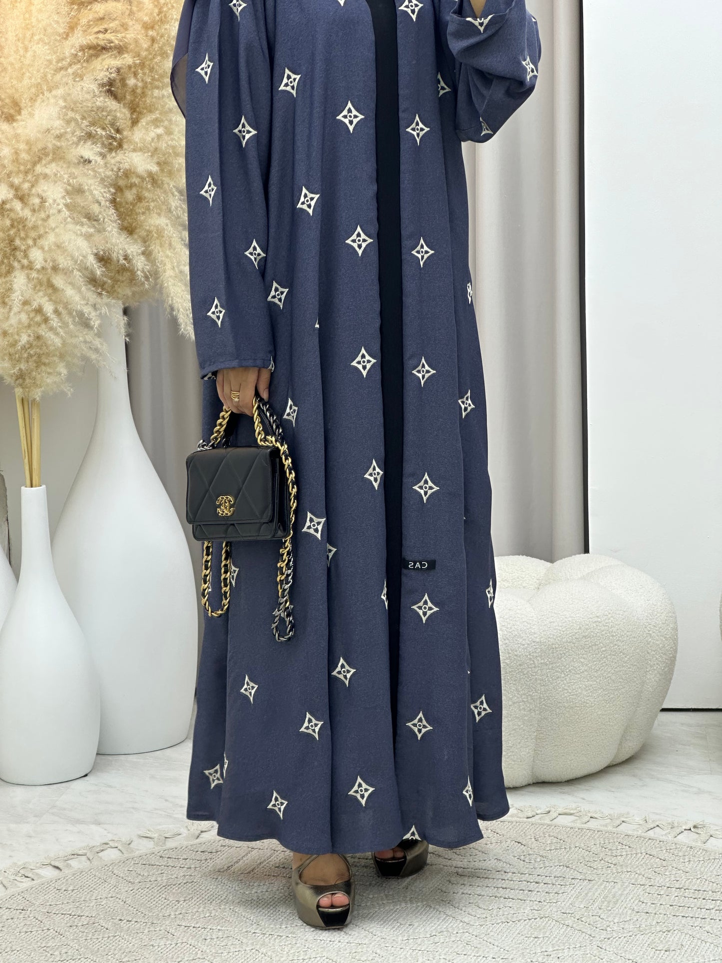 C 0492 Blue Floral Abaya