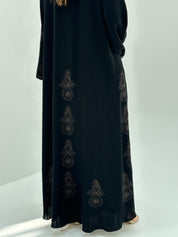C 1670 Black Embroidered Crystal Abaya