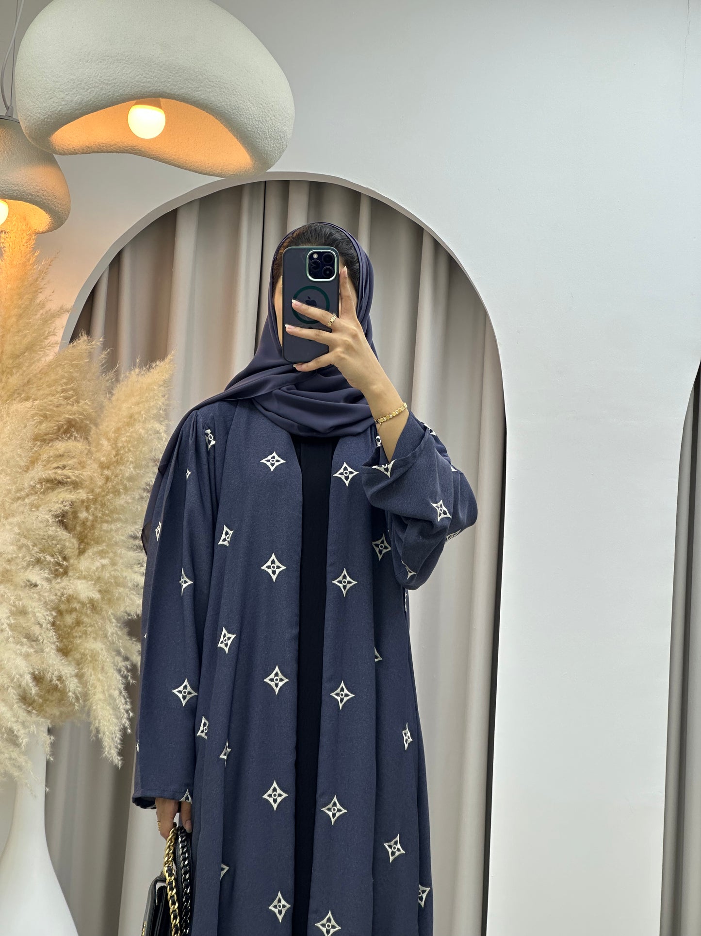 C 0492 Blue Floral Abaya