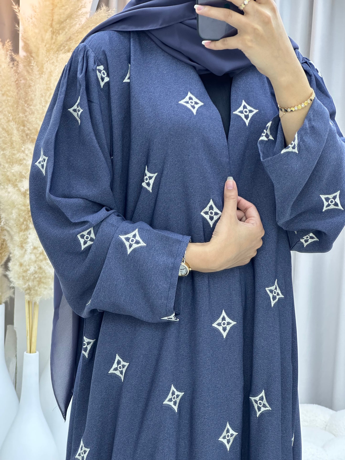 C 0492 Blue Floral Abaya