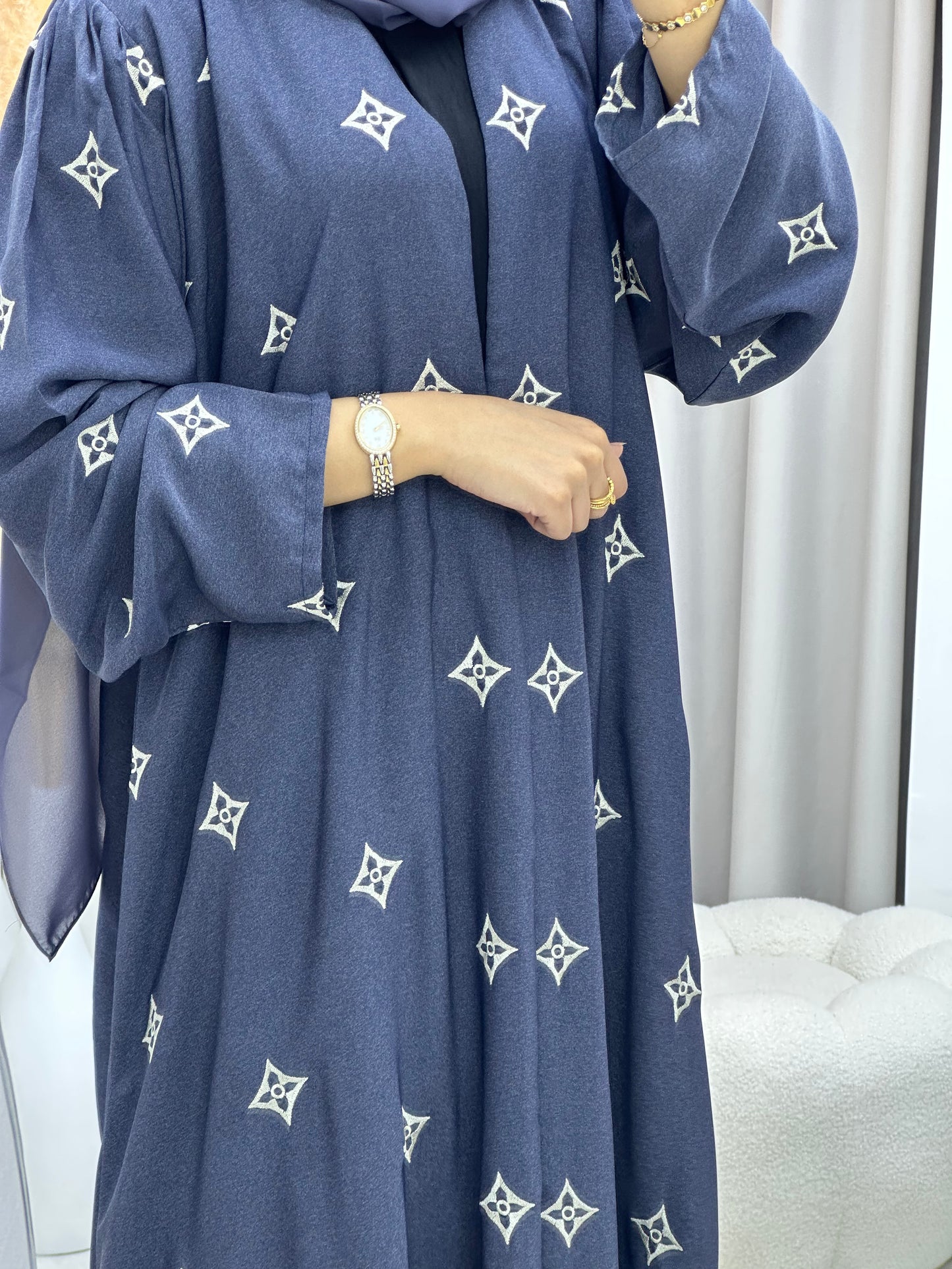 C 0492 Blue Floral Abaya