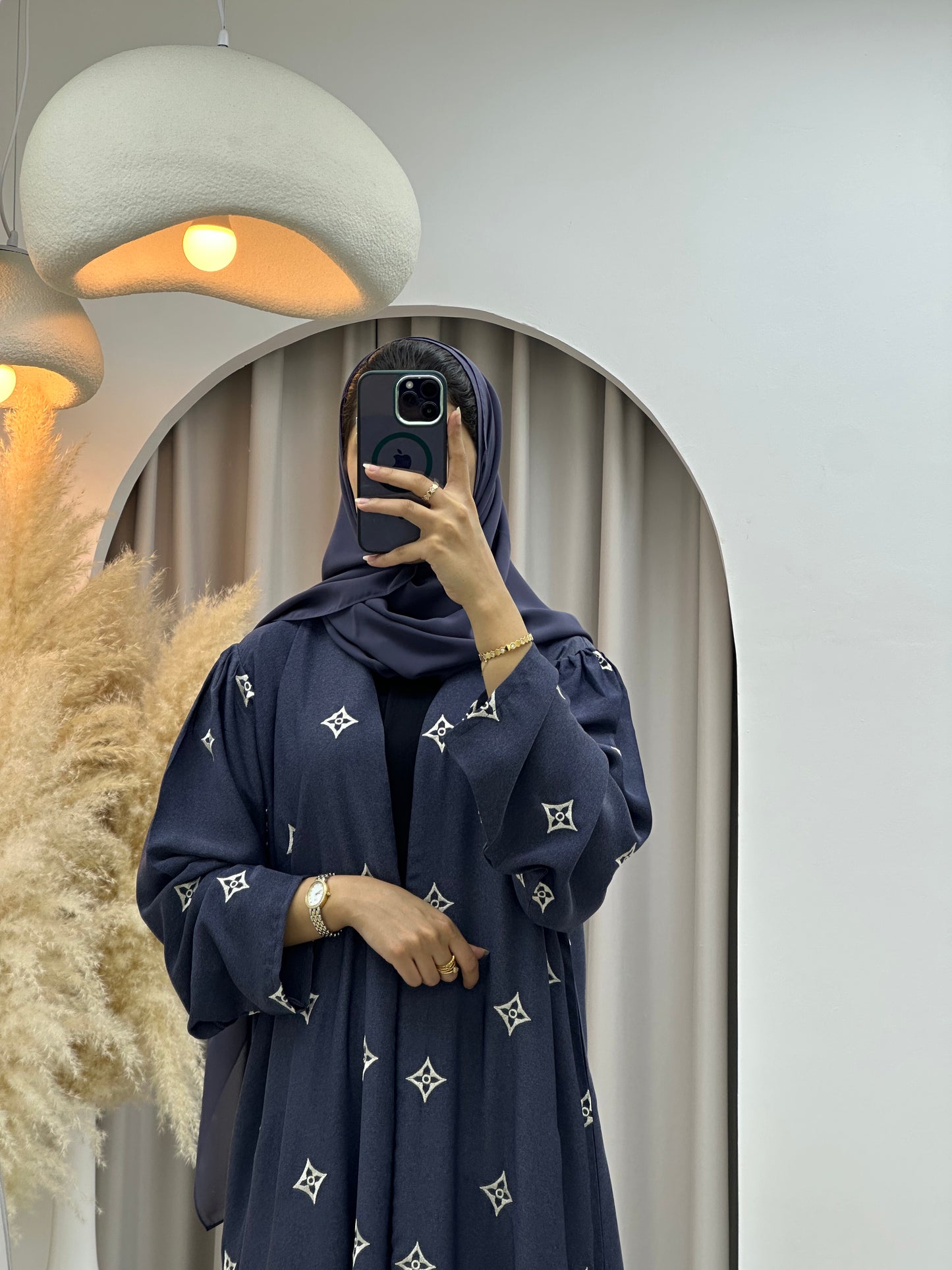 C 0492 Blue Floral Abaya