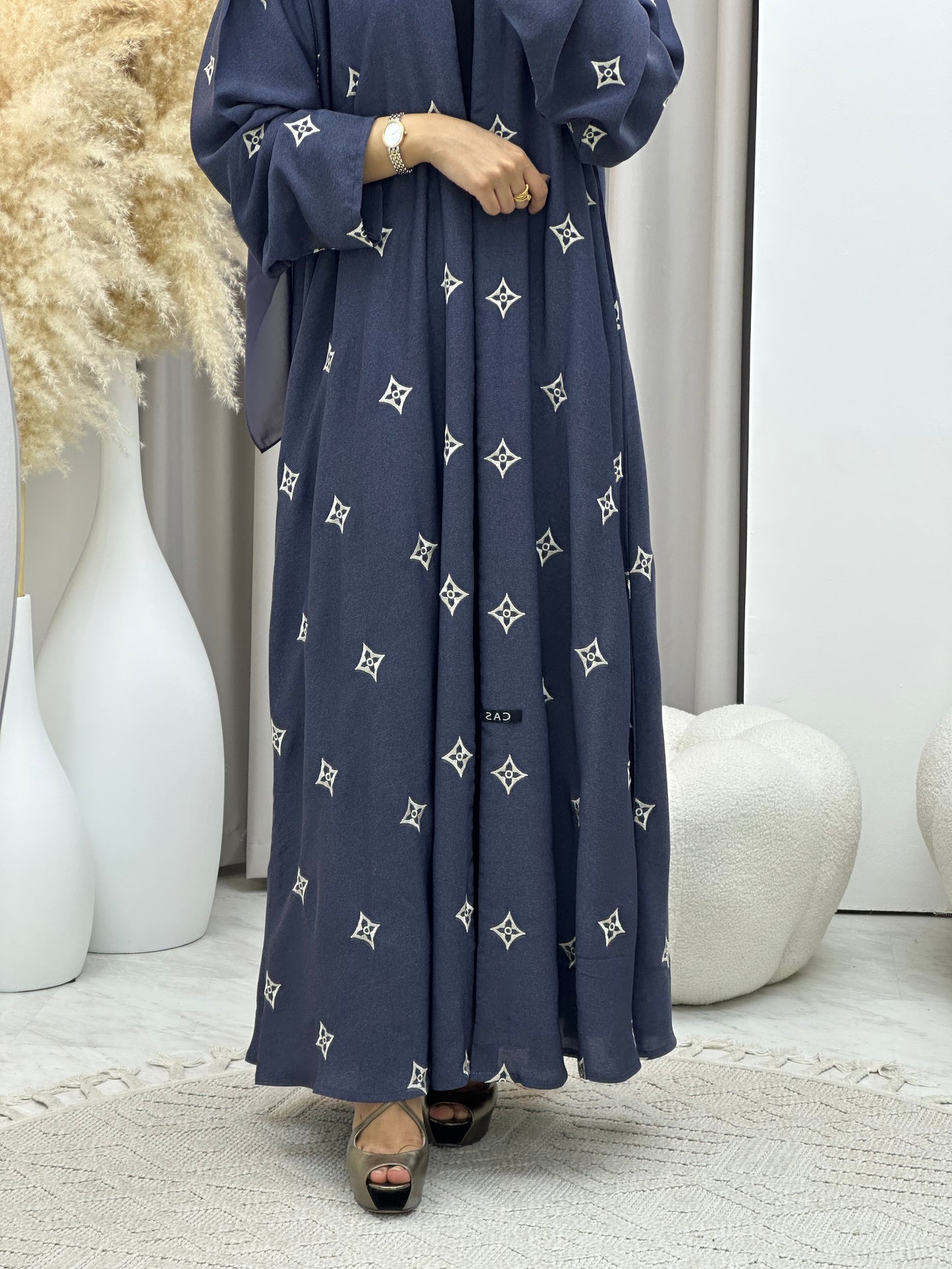 C 0492 Blue Floral Abaya