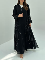 C 1671 Black Beaded Abaya