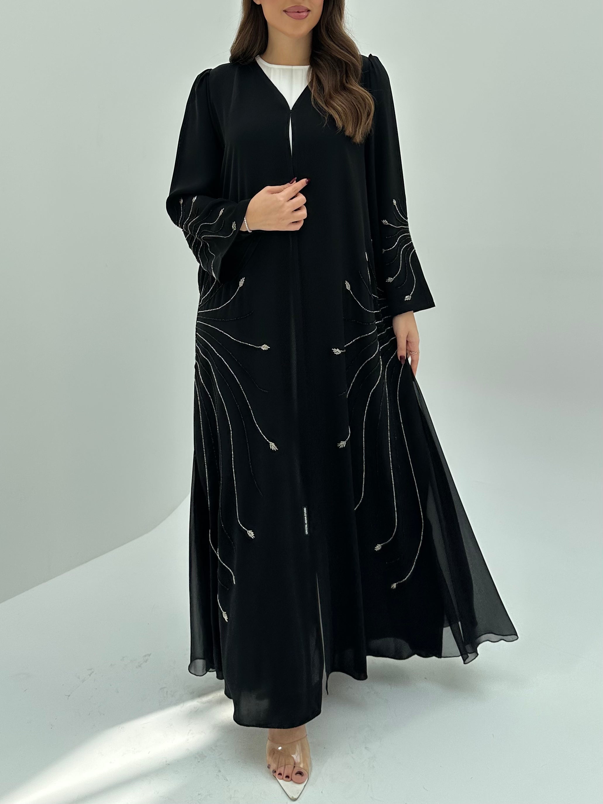 C 1671 Black Beaded Abaya