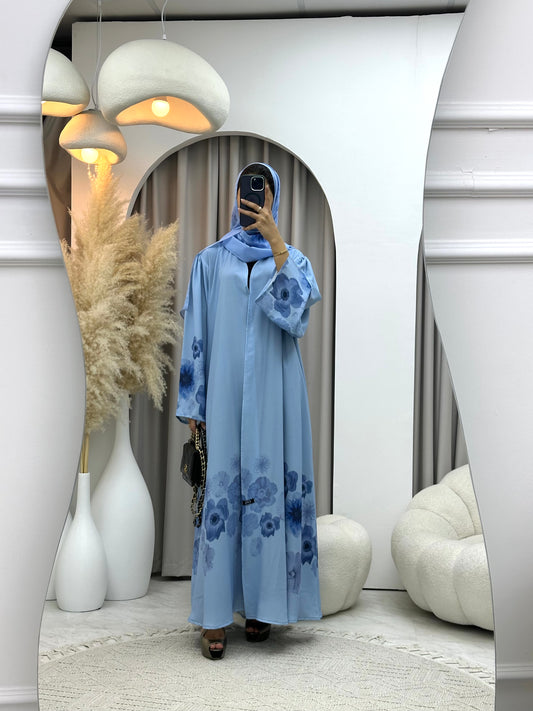 C 0425 Blue Printed Abaya