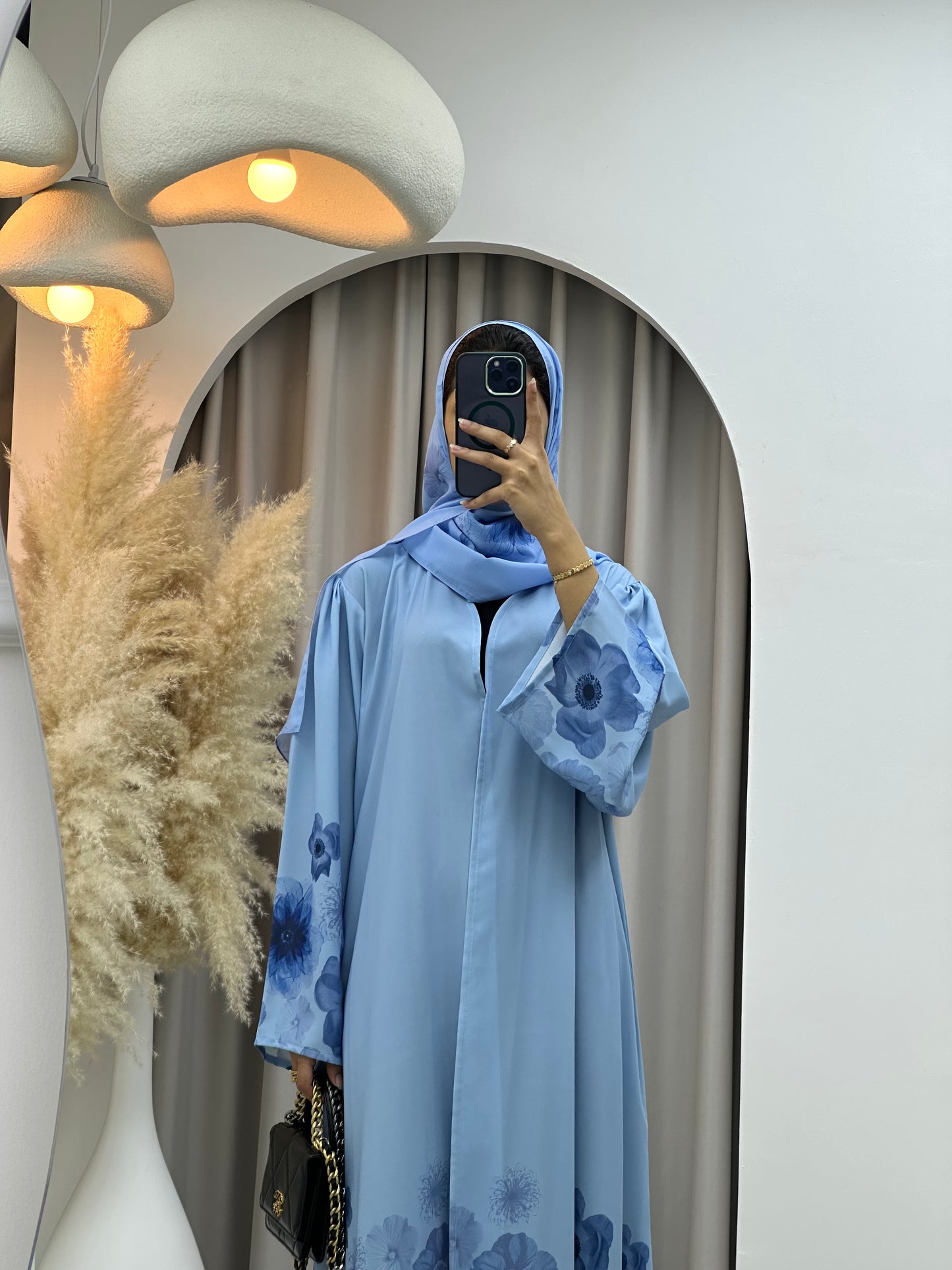 C 0425 Blue Printed Abaya