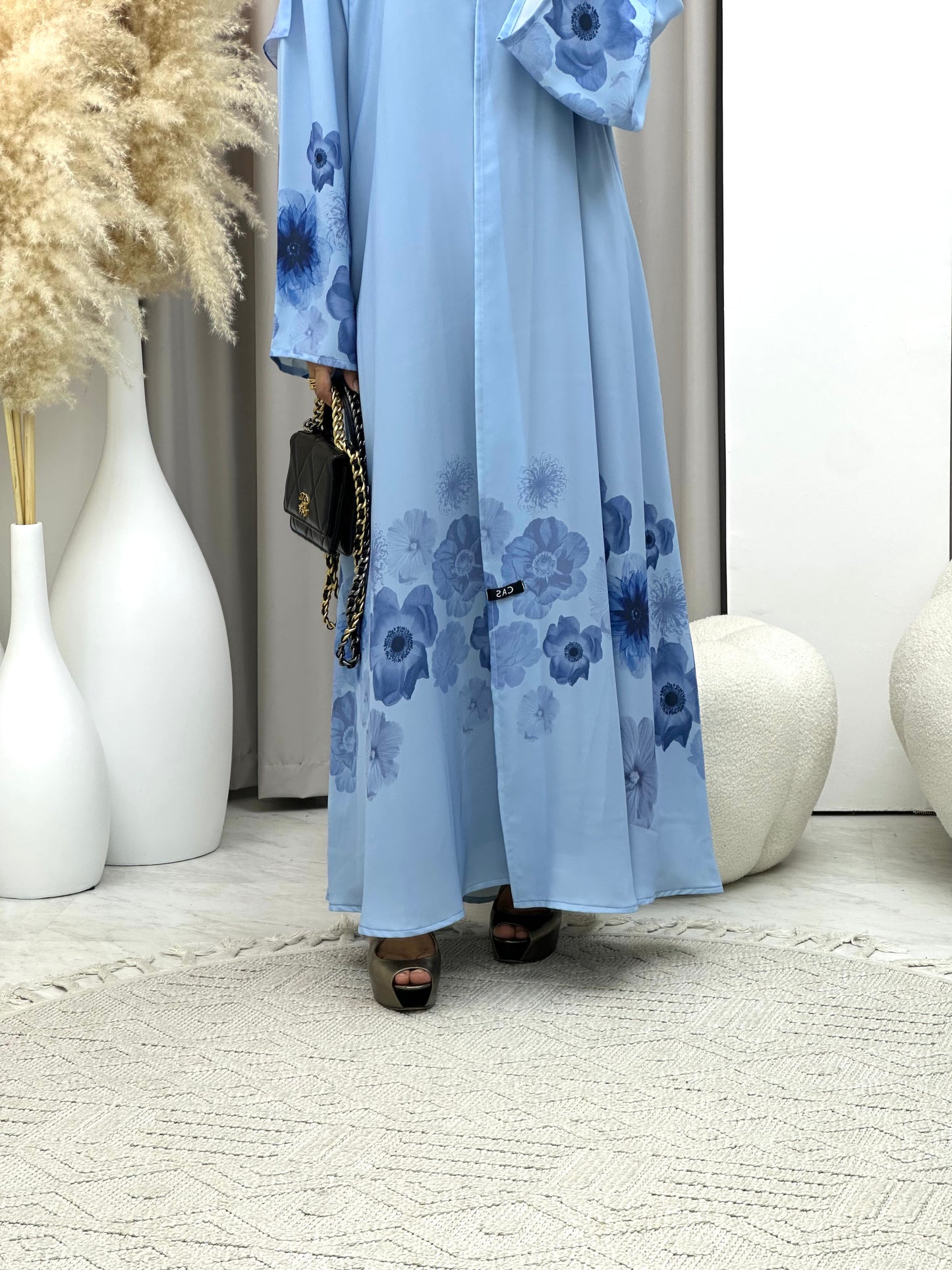 C 0425 Blue Printed Abaya