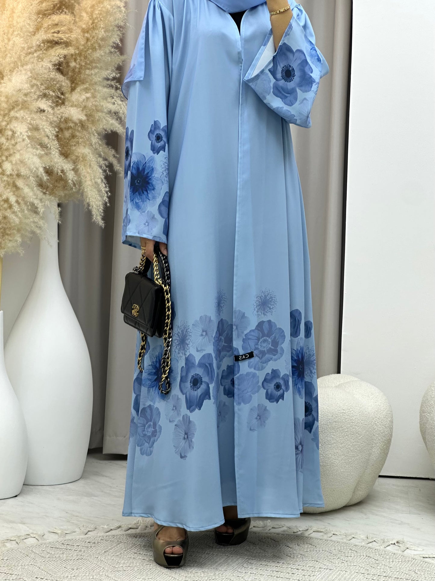 C 0425 Blue Printed Abaya