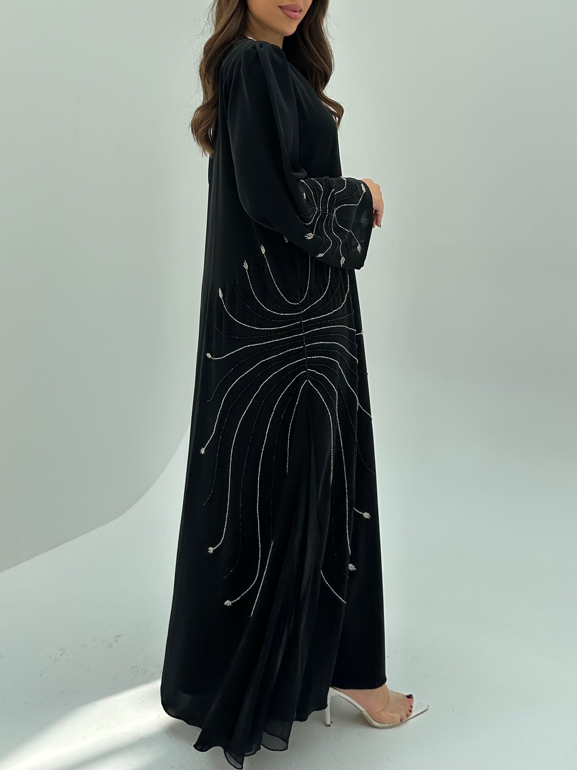 C 1671 Black Beaded Abaya