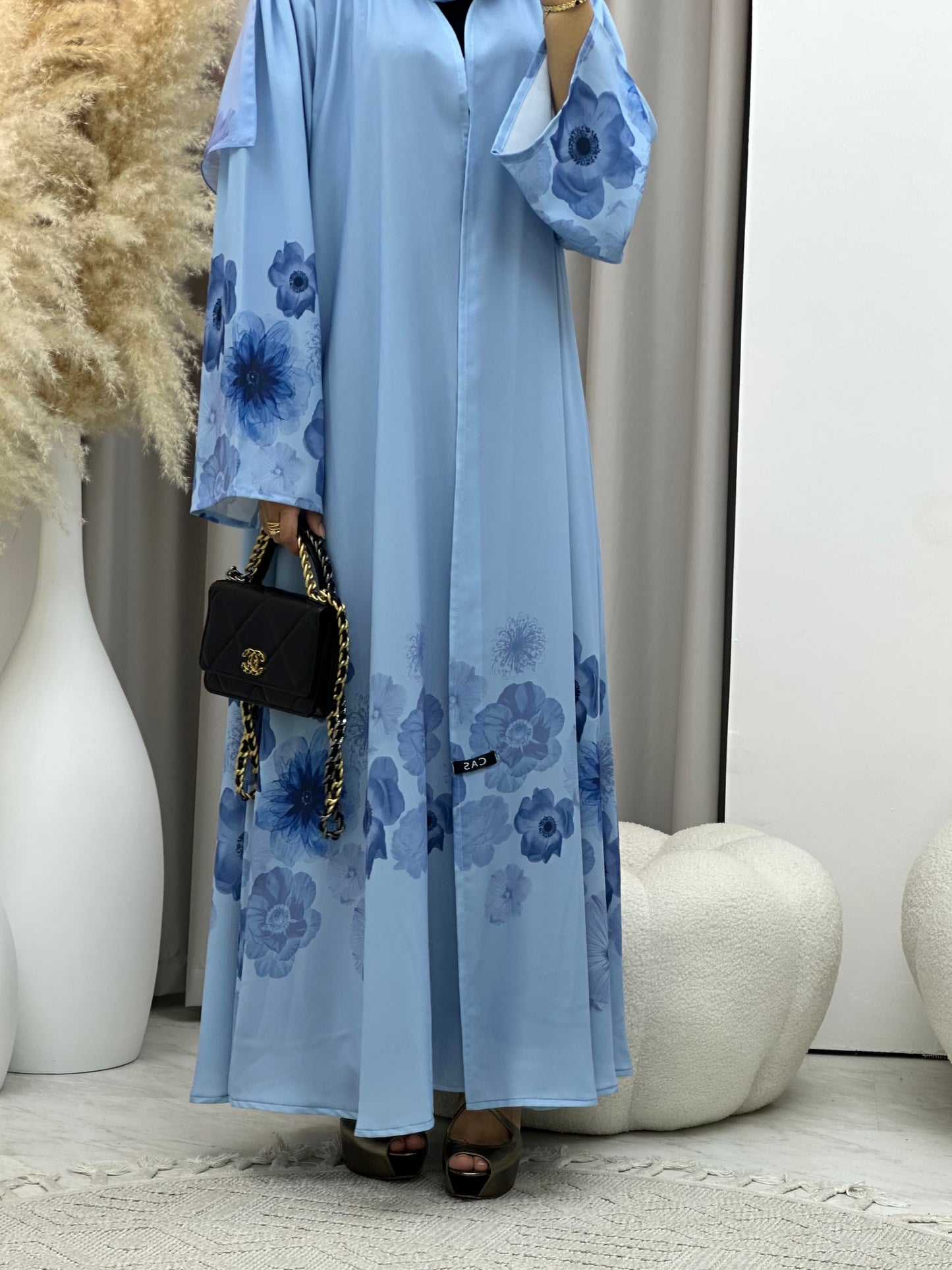 C 0425 Blue Printed Abaya