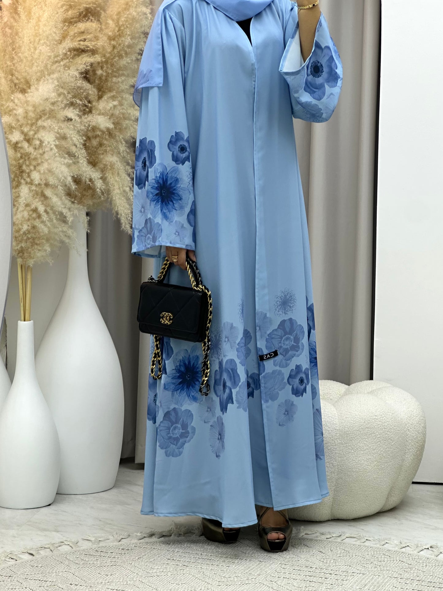 C 0425 Blue Printed Abaya