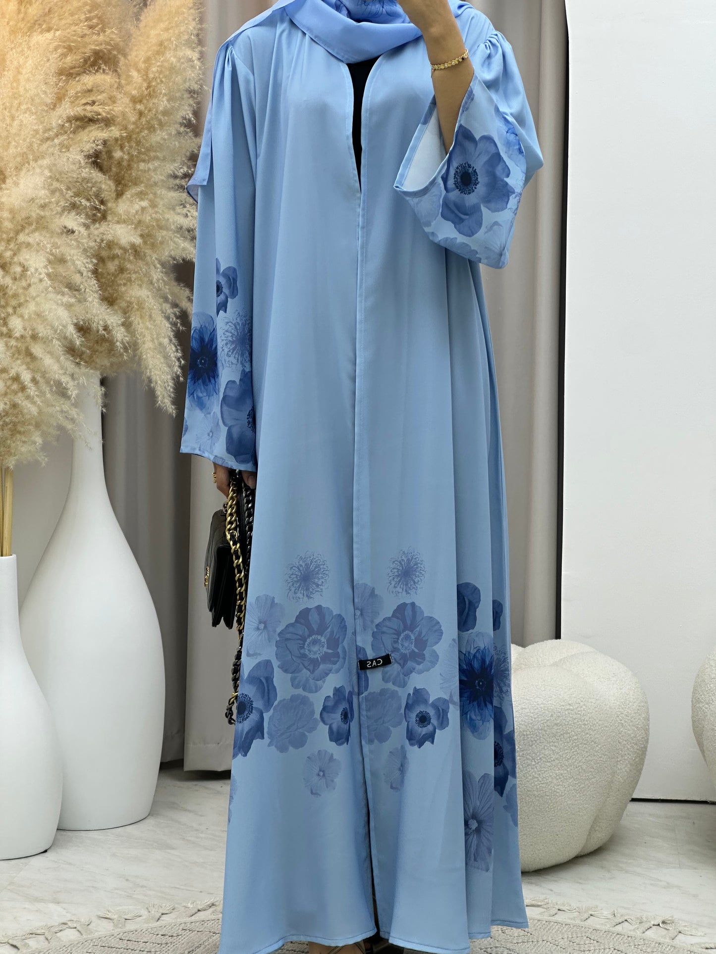 C 0425 Blue Printed Abaya