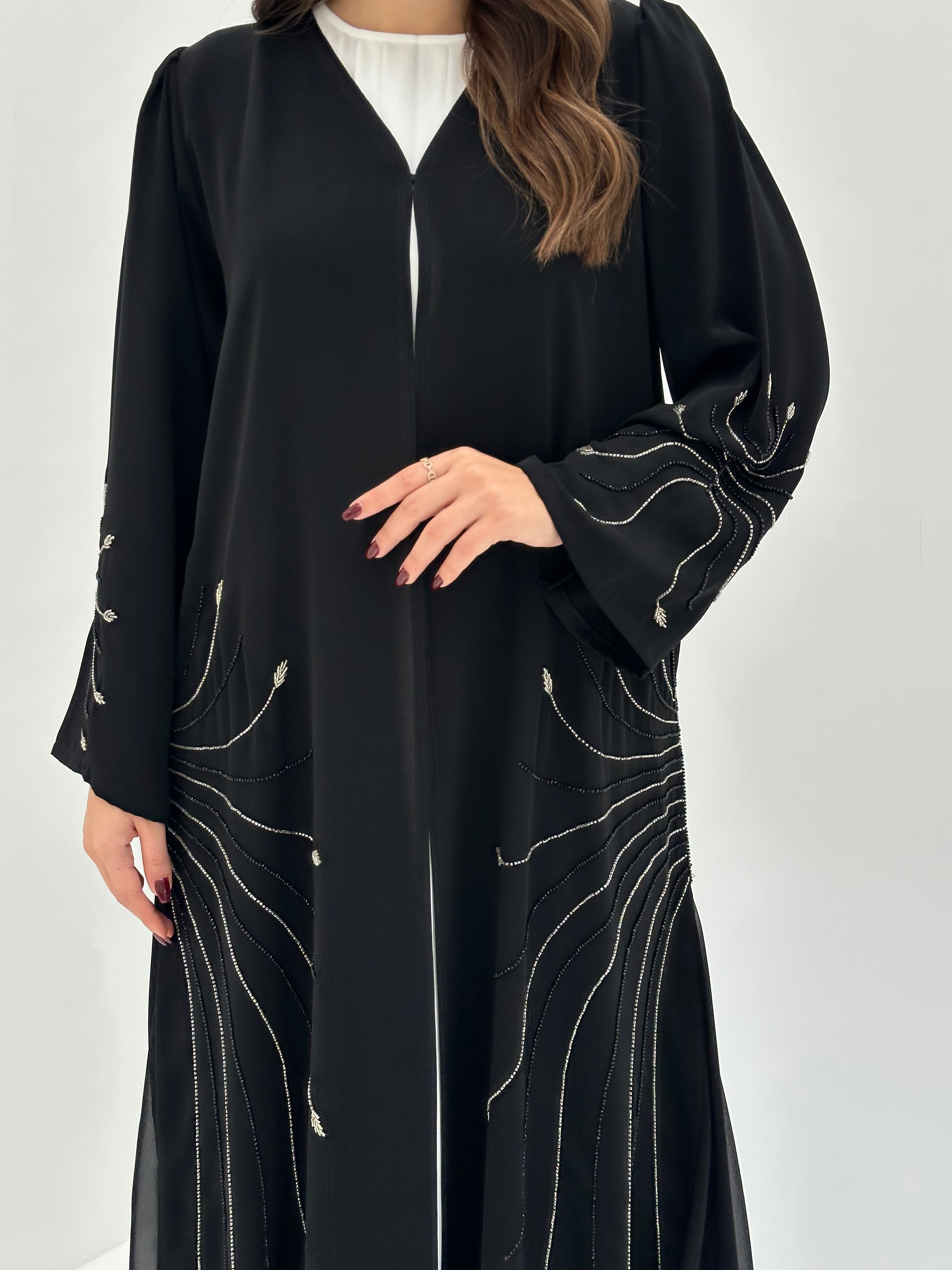C 1671 Black Beaded Abaya