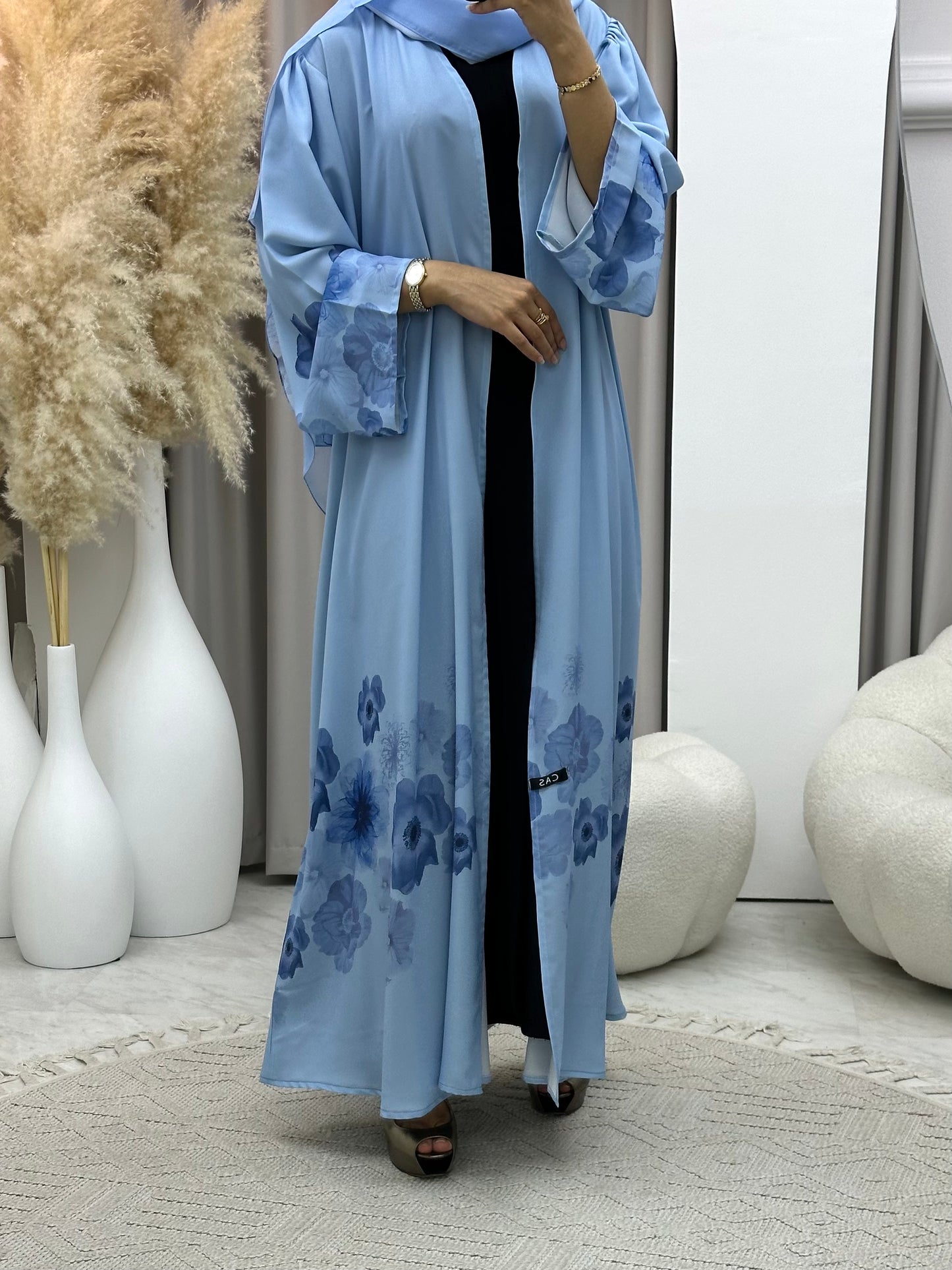 C 0425 Blue Printed Abaya