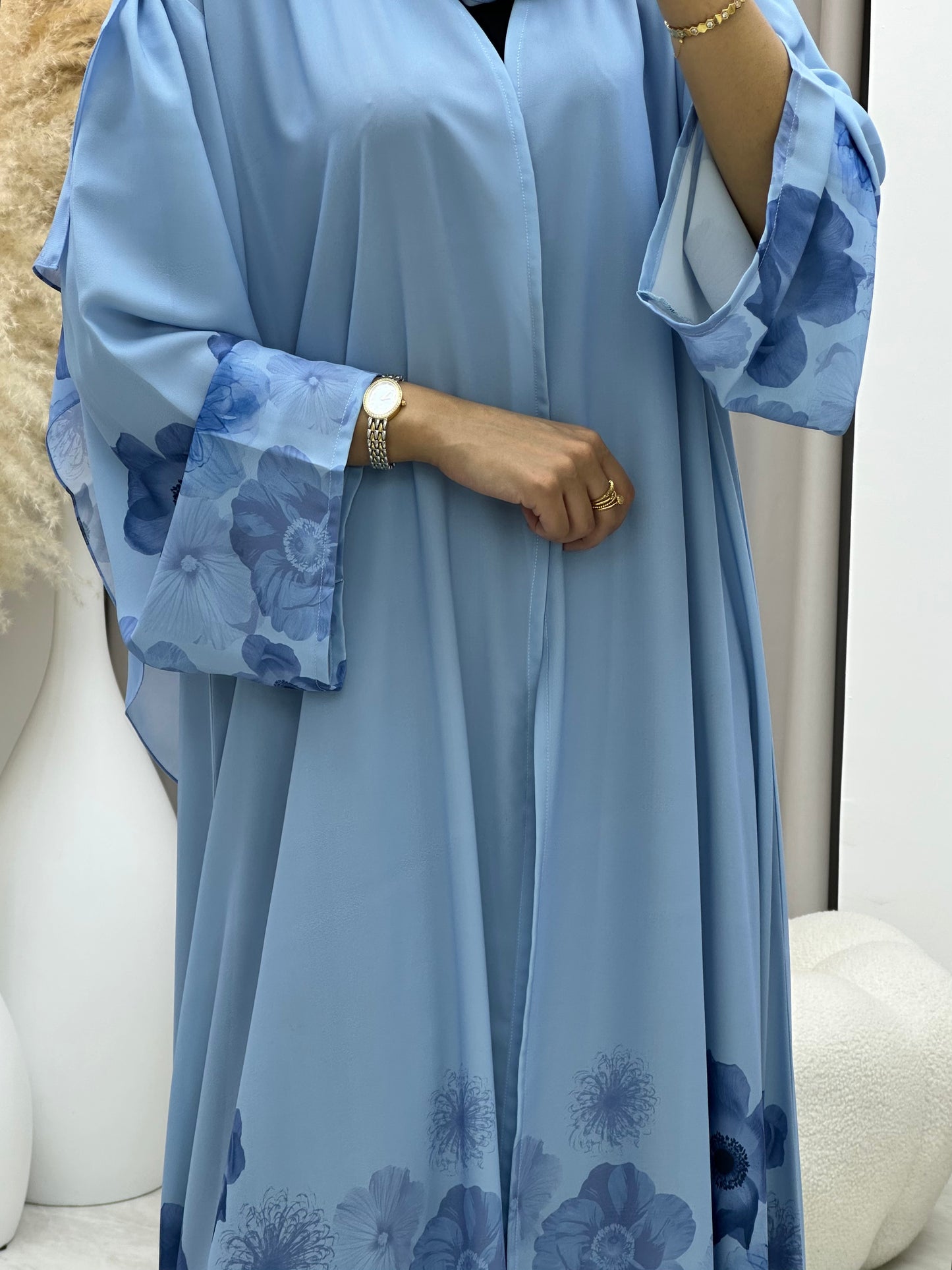 C 0425 Blue Printed Abaya