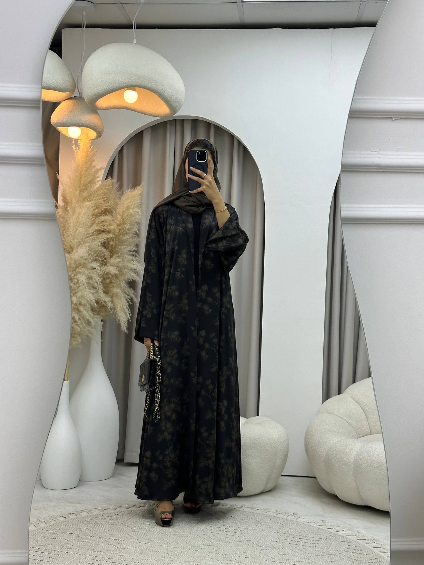 C 0496 Gold Metallic Printed Abaya