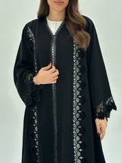 C 1672 Black Floral Lace Abaya