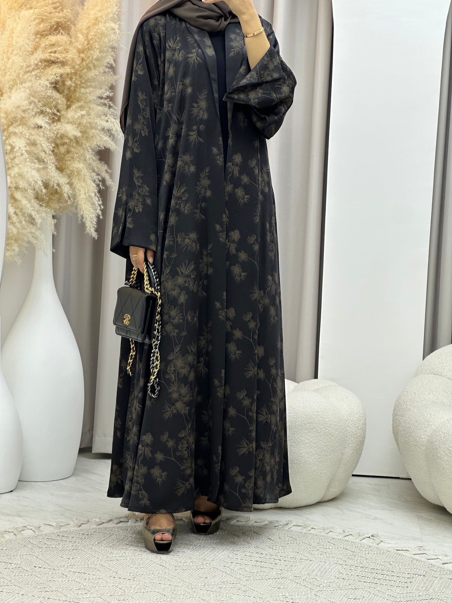 C 0496 Gold Metallic Printed Abaya