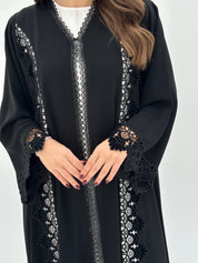 C 1672 Black Floral Lace Abaya