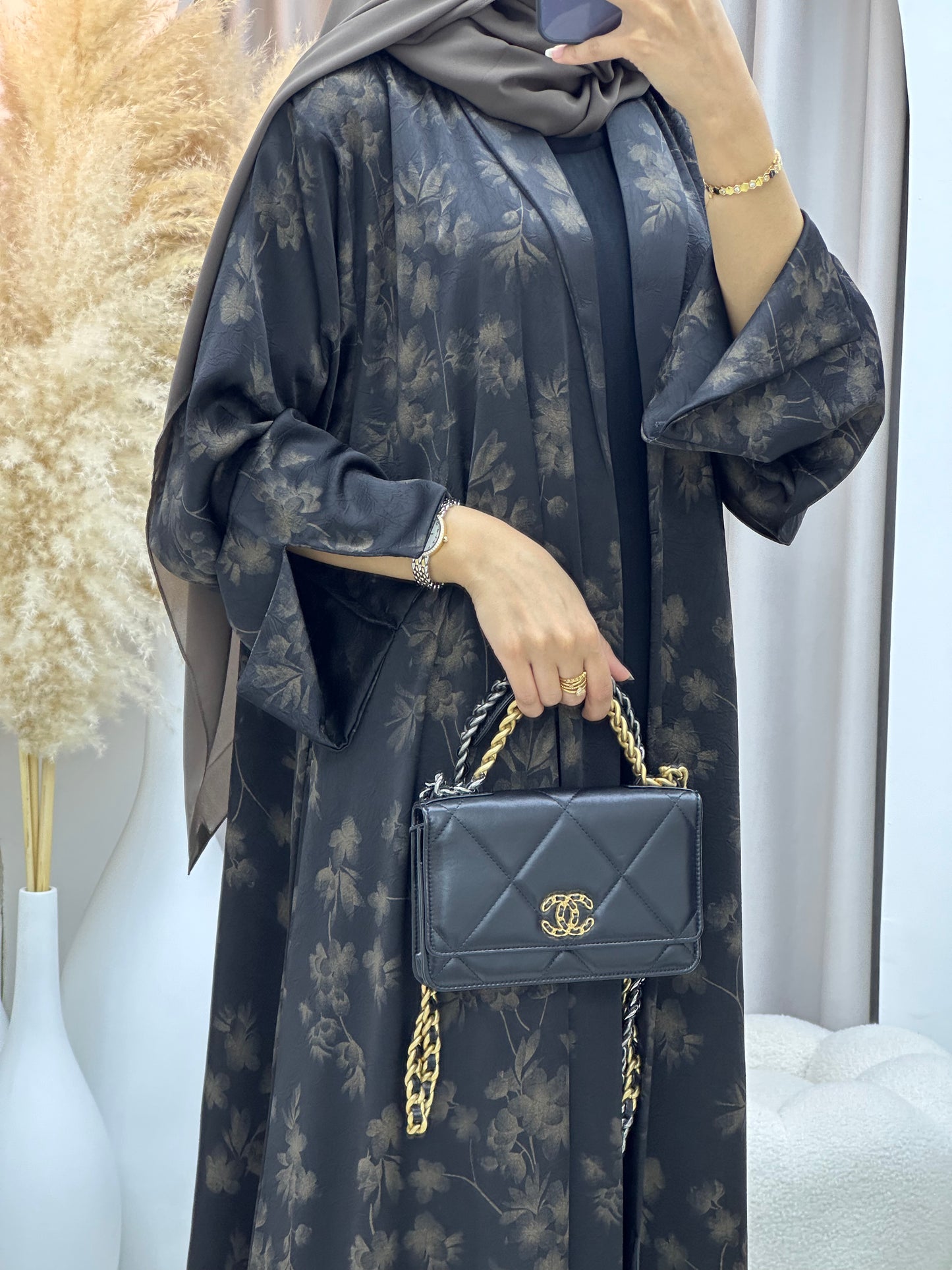 C 0496 Gold Metallic Printed Abaya