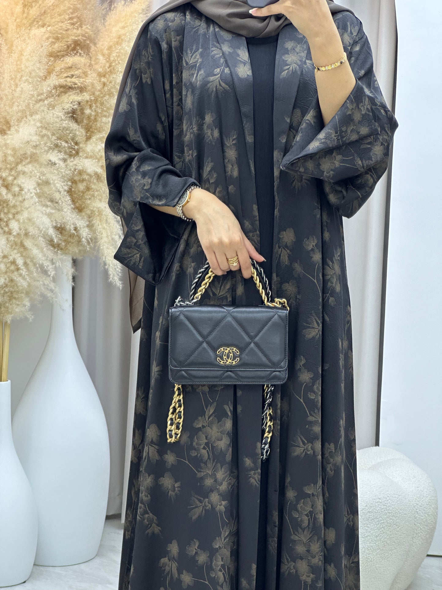 C 0496 Gold Metallic Printed Abaya