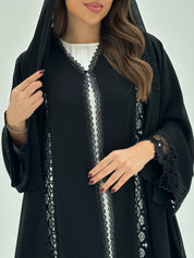 C 1672 Black Floral Lace Abaya